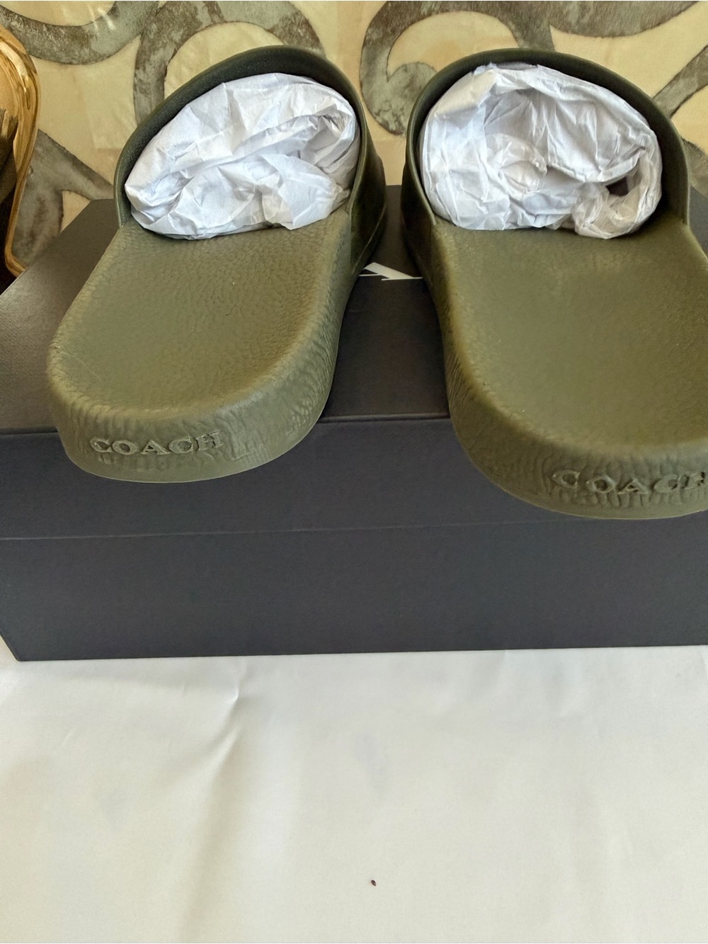 NIB Coach Olive Green Udele Signature Slide Sandals SZ 9 - Picture 8 of 11